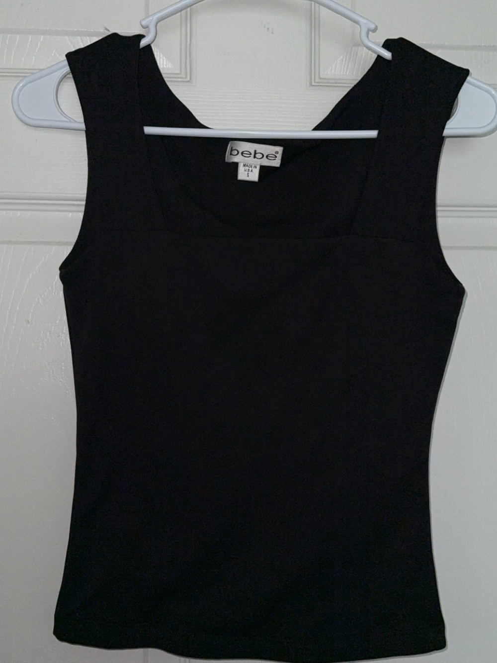 bebe Black Square-Neck Fitted Tank